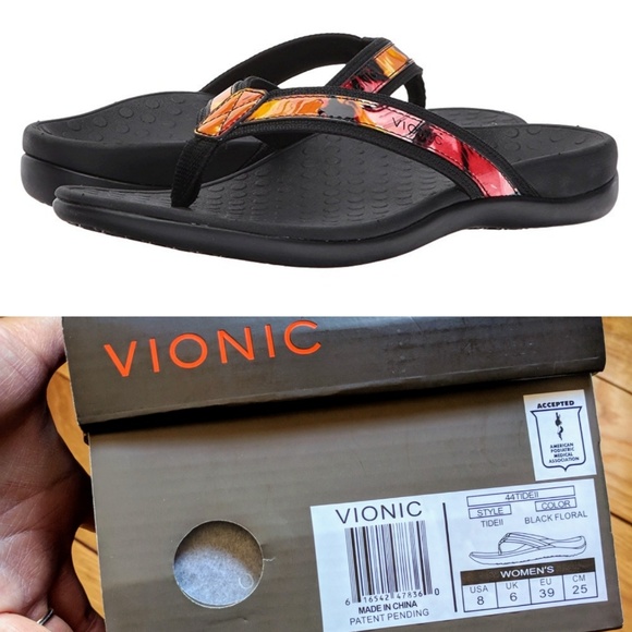 vionic tide ii black floral